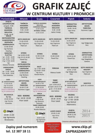 grafik zajęć 2014/2015