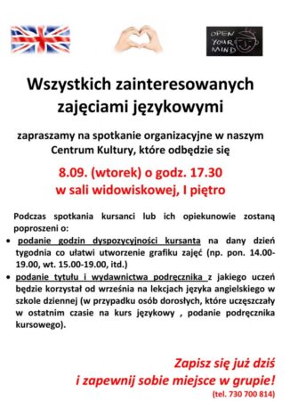 Zajęcia językowe-spotkanie organizacyjne